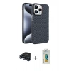 MARSİLYAN™- iPhone 15 Pro Max Kılıf Doruk Serisi - Siyah Polymer Nano Ekran Koruyucu + Raze Metal Kamera Lens - LT