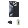 MARSİLYAN™- iPhone 15 Pro Max Kılıf Doruk Serisi - Siyah Polymer Nano Ekran Koruyucu + Raze Metal Kamera Lens - LT