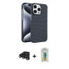 MARSİLYAN™- iPhone 15 Pro Max Kılıf Doruk Serisi - Siyah Polymer Nano Ekran Koruyucu + Raze Metal Kamera Lens - TMGI