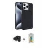 MARSİLYAN™- iPhone 15 Pro Max Kılıf Doruk Serisi - Siyah Polymer Nano Ekran Koruyucu + Raze Metal Kamera Lens - TMGI