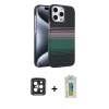 MARSİLYAN™- iPhone 15 Pro Max Kılıf Doruk Serisi - Siyah Polymer Nano Ekran Koruyucu + PVD Metal Kamera Lens - SH
