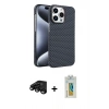 MARSİLYAN™- iPhone 15 Pro Max Kılıf Doruk Serisi - Siyah Polymer Nano Ekran Koruyucu + Raze Metal Kamera Lens - SH