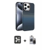 MARSİLYAN™- iPhone 15 Pro Max Kılıf Doruk Serisi - Siyah Vanessa Magic Hayalet Cam + PVD Metal Kamera Lens - GI