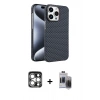 MARSİLYAN™- iPhone 15 Pro Max Kılıf Doruk Serisi - Siyah Vanessa Magic Hayalet Cam + PVD Metal Kamera Lens - GS