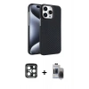 MARSİLYAN™- iPhone 15 Pro Max Kılıf Doruk Serisi - Siyah Vanessa Magic Hayalet Cam + PVD Metal Kamera Lens - LT