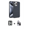 MARSİLYAN™- iPhone 15 Pro Max Kılıf Doruk Serisi - Siyah Vanessa Magic Hayalet Cam + PVD Metal Kamera Lens - LT