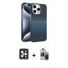 MARSİLYAN™- iPhone 15 Pro Max Kılıf Doruk Serisi - Siyah Vanessa Magic Hayalet Cam + PVD Metal Kamera Lens - SH