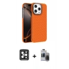 MARSİLYAN™- iPhone 15 Pro Max Kılıf Doruk Serisi - Siyah Vanessa Magic Hayalet Cam + PVD Metal Kamera Lens - SH
