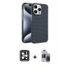 MARSİLYAN™- iPhone 15 Pro Max Kılıf Doruk Serisi - Siyah Vanessa Magic Hayalet Cam + PVD Metal Kamera Lens - SH