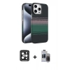 MARSİLYAN™- iPhone 15 Pro Max Kılıf Doruk Serisi - Siyah Vanessa Magic Hayalet Cam + PVD Metal Kamera Lens - SH