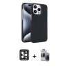 MARSİLYAN™- iPhone 15 Pro Max Kılıf Doruk Serisi - Siyah Vanessa Magic Hayalet Cam + PVD Metal Kamera Lens - SH