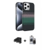MARSİLYAN™- iPhone 15 Pro Max Kılıf Doruk Serisi - Siyah Vanessa Magic Hayalet Cam + Titanyum Gri Raze Metal Kamera Lens