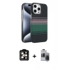MARSİLYAN™- iPhone 15 Pro Max Kılıf Doruk Serisi - Siyah Vanessa Magic Hayalet Cam + PVD Metal Kamera Lens - TU