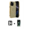 MARSİLYAN™- iPhone 15 Pro Max Kılıf Eksen Çizgi - Şeffaf 360 Full Body Arka Koruyucu + PVD Metal Kamera Lens - GS