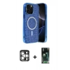 MARSİLYAN™- iPhone 15 Pro Max Kılıf Eksen Çizgi - Şeffaf 360 Full Body Arka Koruyucu + PVD Metal Kamera Lens - GS