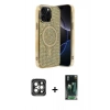 MARSİLYAN™- iPhone 15 Pro Max Kılıf Eksen Çizgi - Şeffaf 360 Full Body Arka Koruyucu + PVD Metal Kamera Lens - GI