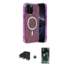 MARSİLYAN™- iPhone 15 Pro Max Kılıf Eksen Çizgi - Şeffaf 360 Full Body Arka Koruyucu + Raze Metal Kamera Lens - LT