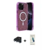 MARSİLYAN™- iPhone 15 Pro Max Kılıf Eksen Çizgi - Şeffaf Pasifik Cam Ekran Koruyucu + Raze Metal Kamera Lens - LT