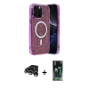 MARSİLYAN™- iPhone 15 Pro Max Kılıf Eksen Çizgi - Siyah 360 Mat Full Body Arka Koruyucu + Raze Metal Kamera Lens - GS