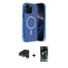 MARSİLYAN™- iPhone 15 Pro Max Kılıf Eksen Çizgi - Siyah 360 Mat Full Body Arka Koruyucu + Raze Metal Kamera Lens - GS