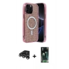 MARSİLYAN™- iPhone 15 Pro Max Kılıf Eksen Çizgi - Siyah 360 Mat Full Body Arka Koruyucu + Raze Metal Kamera Lens - GS