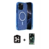 MARSİLYAN™- iPhone 15 Pro Max Kılıf Eksen Çizgi - Siyah 360 Mat Full Body Arka Koruyucu + PVD Metal Kamera Lens - TU