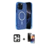 MARSİLYAN™- iPhone 15 Pro Max Kılıf Eksen Çizgi - Siyah 3D Antistatik Mat Seramik Nano Ekran Koruyucu + PVD Metal Kamera Lens - GS