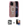 MARSİLYAN™- iPhone 15 Pro Max Kılıf Eksen Çizgi - Siyah 3D Antistatik Mat Seramik Nano Ekran Koruyucu + PVD Metal Kamera Lens - LT