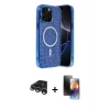 MARSİLYAN™- iPhone 15 Pro Max Kılıf Eksen Çizgi - Siyah 3D Antistatik Mat Seramik Nano Ekran Koruyucu + Raze Metal Kamera Lens - GS
