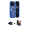 MARSİLYAN™- iPhone 15 Pro Max Kılıf Eksen Çizgi - Siyah 3D Antistatik Mat Seramik Nano Ekran Koruyucu + Raze Metal Kamera Lens - TMGI
