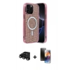 MARSİLYAN™- iPhone 15 Pro Max Kılıf Eksen Çizgi - Siyah 3D Antistatik Mat Seramik Nano Ekran Koruyucu + Raze Metal Kamera Lens - SH