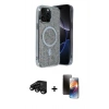 MARSİLYAN™- iPhone 15 Pro Max Kılıf Eksen Çizgi - Siyah 3D Antistatik Mat Seramik Nano Ekran Koruyucu + Raze Metal Kamera Lens - SH