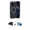 MARSİLYAN™- iPhone 15 Pro Max Kılıf Eksen Çizgi - Siyah 3D Antistatik Seramik Nano Ekran Koruyucu + Raze Metal Kamera Lens - GS