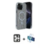 MARSİLYAN™- iPhone 15 Pro Max Kılıf Eksen Çizgi - Siyah 3D Antistatik Seramik Nano Ekran Koruyucu + PVD Metal Kamera Lens - GS