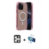 MARSİLYAN™- iPhone 15 Pro Max Kılıf Eksen Çizgi - Siyah 3D Antistatik Seramik Nano Ekran Koruyucu + PVD Metal Kamera Lens - GS