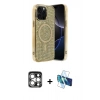 MARSİLYAN™- iPhone 15 Pro Max Kılıf Eksen Çizgi - Siyah 3D Antistatik Seramik Nano Ekran Koruyucu + PVD Metal Kamera Lens - GS