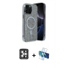 MARSİLYAN™- iPhone 15 Pro Max Kılıf Eksen Çizgi - Siyah 3D Antistatik Seramik Nano Ekran Koruyucu + PVD Metal Kamera Lens - GI