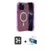 MARSİLYAN™- iPhone 15 Pro Max Kılıf Eksen Çizgi - Siyah 3D Antistatik Seramik Nano Ekran Koruyucu + PVD Metal Kamera Lens - GI