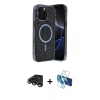 MARSİLYAN™- iPhone 15 Pro Max Kılıf Eksen Çizgi - Siyah 3D Antistatik Seramik Nano Ekran Koruyucu + Raze Metal Kamera Lens - TMGI