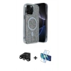 MARSİLYAN™- iPhone 15 Pro Max Kılıf Eksen Çizgi - Siyah 3D Antistatik Seramik Nano Ekran Koruyucu + Raze Metal Kamera Lens - SH