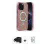 MARSİLYAN™- iPhone 15 Pro Max Kılıf Eksen Çizgi - Siyah Bilvis 0.18mm Plus Cam Ekran Koruyucu + Raze Metal Kamera Lens - SH