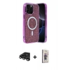 MARSİLYAN™- iPhone 15 Pro Max Kılıf Eksen Çizgi - Siyah Bilvis 3D Cam Ekran Koruyucu + Raze Metal Kamera Lens - TMGI