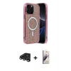 MARSİLYAN™- iPhone 15 Pro Max Kılıf Eksen Çizgi - Siyah Bilvis 3D Mat Cam Ekran Koruyucu + Raze Metal Kamera Lens - TMGI