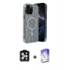 MARSİLYAN™- iPhone 15 Pro Max Kılıf Eksen Çizgi - Siyah Bilvis 5in1 3D Magic Cam Ekran Koruyucu + PVD Metal Kamera Lens - TU