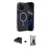 MARSİLYAN™- iPhone 15 Pro Max Kılıf Eksen Çizgi - Siyah Bilvis Hayalet Cam Ekran Koruyucu + Raze Metal Kamera Lens - GS