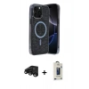 MARSİLYAN™- iPhone 15 Pro Max Kılıf Eksen Çizgi - Siyah Bilvis Hayalet Cam Ekran Koruyucu + Siyah Raze Metal Kamera Lens