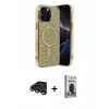 MARSİLYAN™- iPhone 15 Pro Max Kılıf Eksen Çizgi - Siyah Bilvis Hayalet Cam Ekran Koruyucu + Raze Metal Kamera Lens - TMGI