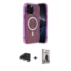MARSİLYAN™- iPhone 15 Pro Max Kılıf Eksen Çizgi - Siyah Bilvis Hayalet Cam Ekran Koruyucu + Raze Metal Kamera Lens - TMGI