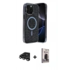 MARSİLYAN™- iPhone 15 Pro Max Kılıf Eksen Çizgi - Siyah Bilvis Hayalet Cam Ekran Koruyucu + Raze Metal Kamera Lens - TMGI