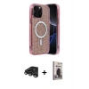 MARSİLYAN™- iPhone 15 Pro Max Kılıf Eksen Çizgi - Siyah Bilvis Hayalet Cam Ekran Koruyucu + Raze Metal Kamera Lens - TMGI